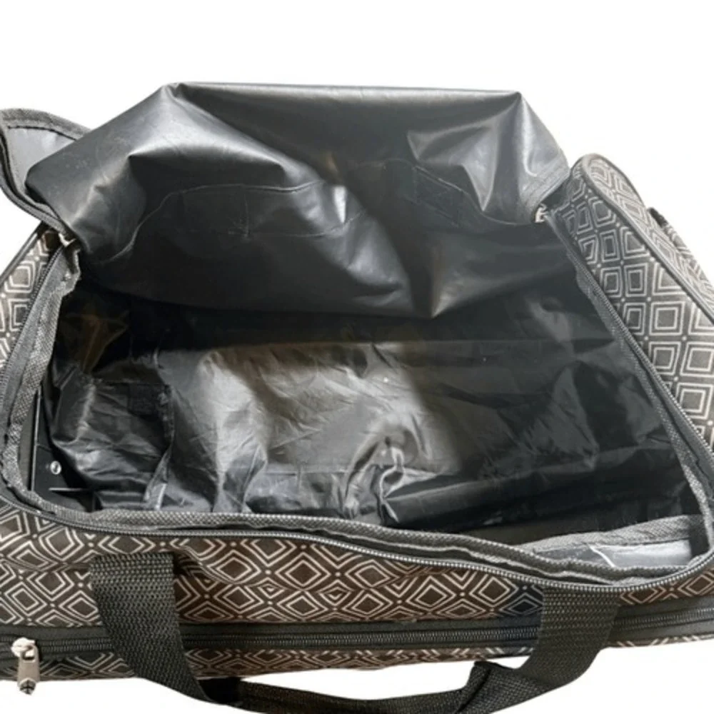 Unisex Geometric Lightweight Travel Luggage Carry‎ On Rolling Bag Black White